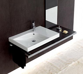 Накладной умывальник G-75 (Джи-75) левосторонний с одним отверстием под смеситель (YXEU)